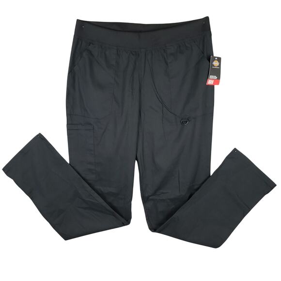 Dickies Scrubs Mid Rise Tapered Leg Pull-On Pants Large Tall DK125 Black NWT - Picture 2 of 12